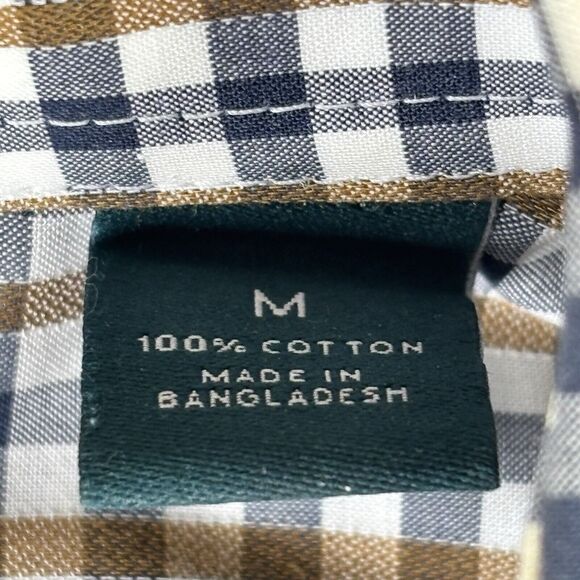 Perry Ellis Shirt Mens Medium Blue Brown‎ Check Long Sleeve 100% Cotton - Picture 7 of 12